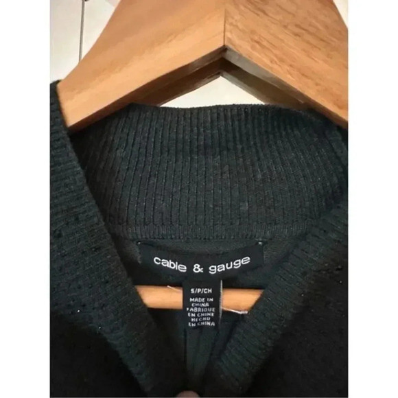 Cable & Gauge Metallic Gray Mock Neck Sweater Small - Picture 5 of 7